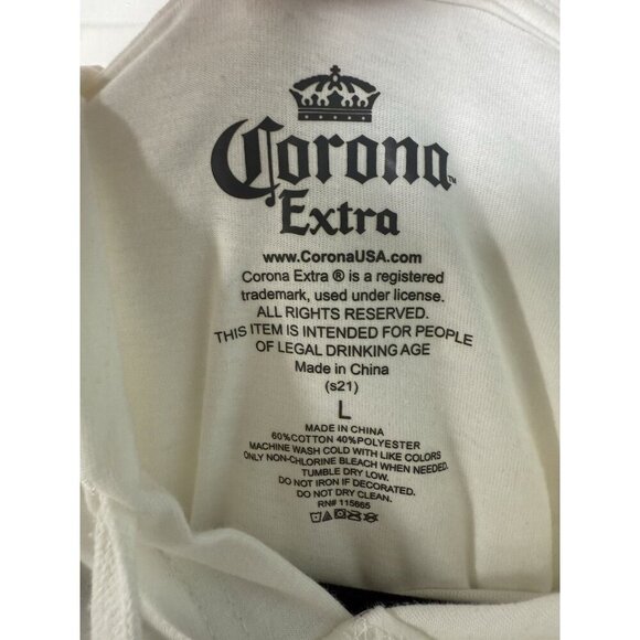 Men’s Corona Long Sleeve Hooded White Tshirt Large NWT - Picture 6 of 9